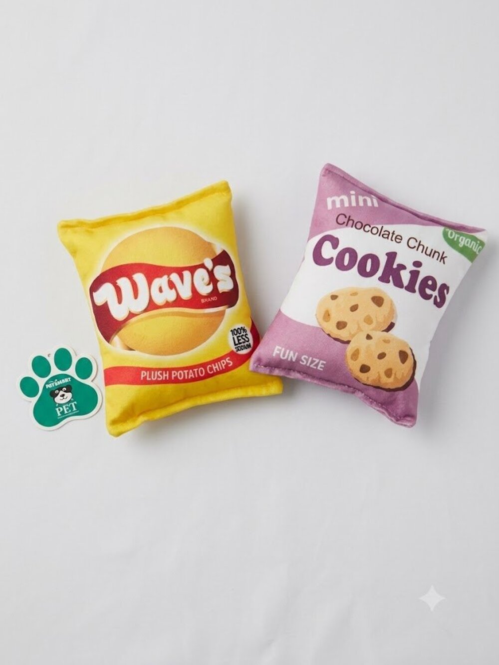 NWT Plush Snack Bag Dog Toys - Potato Chips & Chocolate Chunk Cookies Set